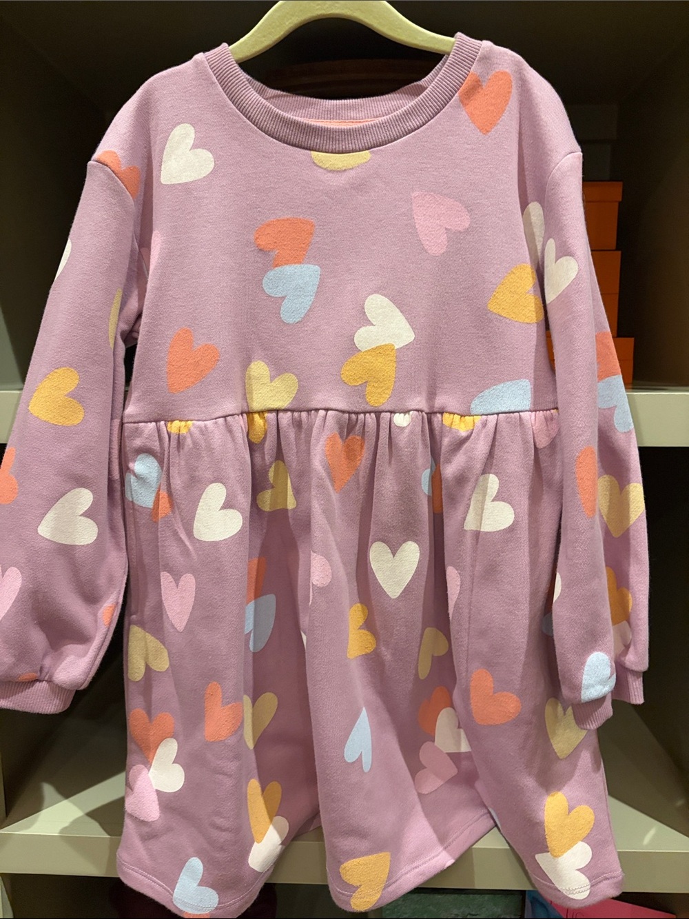 Cat and Jack 5T Purple Heart-Print Long-Sleeve Sweatshirt Dress